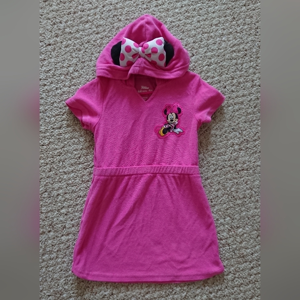 Disney Minnie Mouse Hooded Terry Swimsuit Cover-Up with Ears Zip-Up Robe SIZE 3T